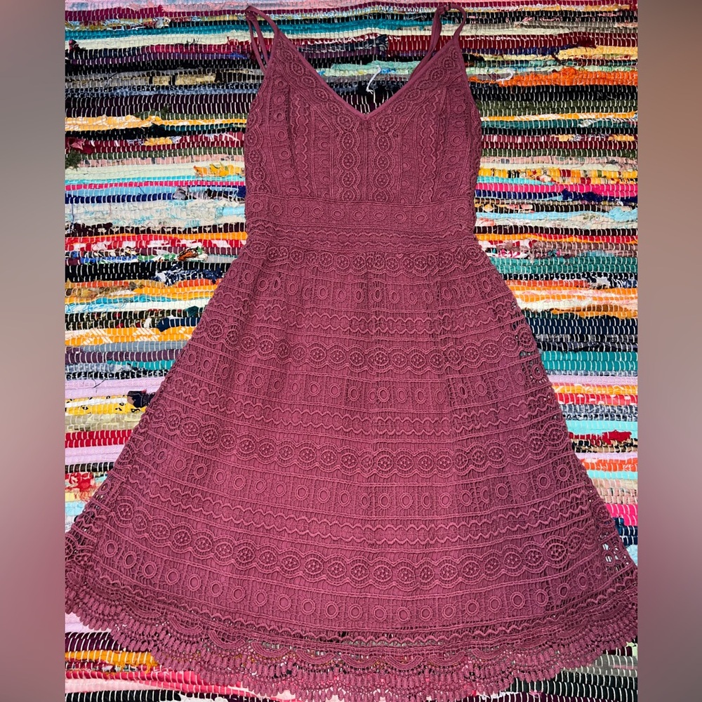 Abercrombie & Fitch Red Sleeveless V-Neck A-Line Midi Dress